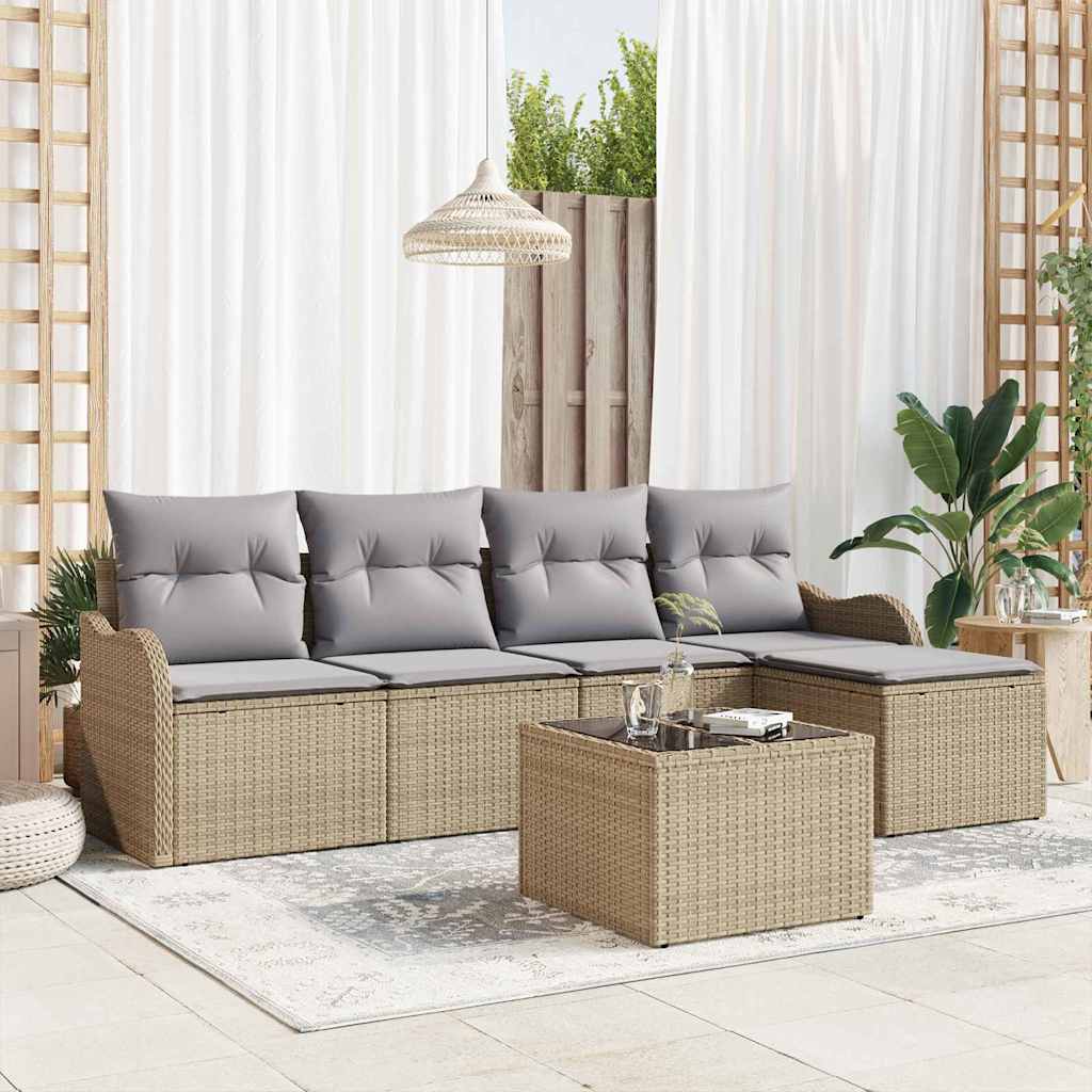 vidaXL Tuinbank Set Zwart poly rattan