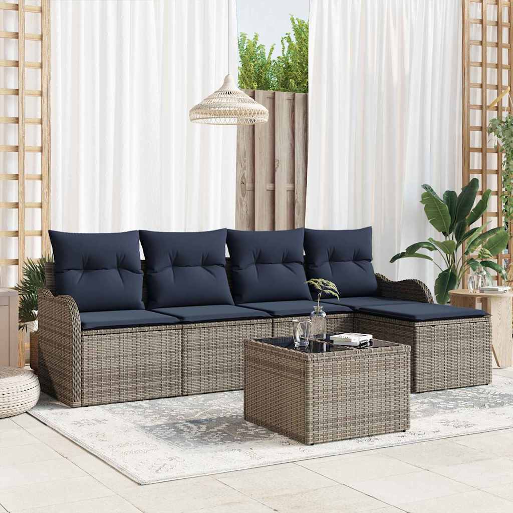 vidaXL Garden Bench Set Brown poly rattan