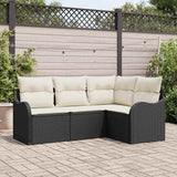 vidaXL Garden Bench Set 4 pcs Black poly rattan