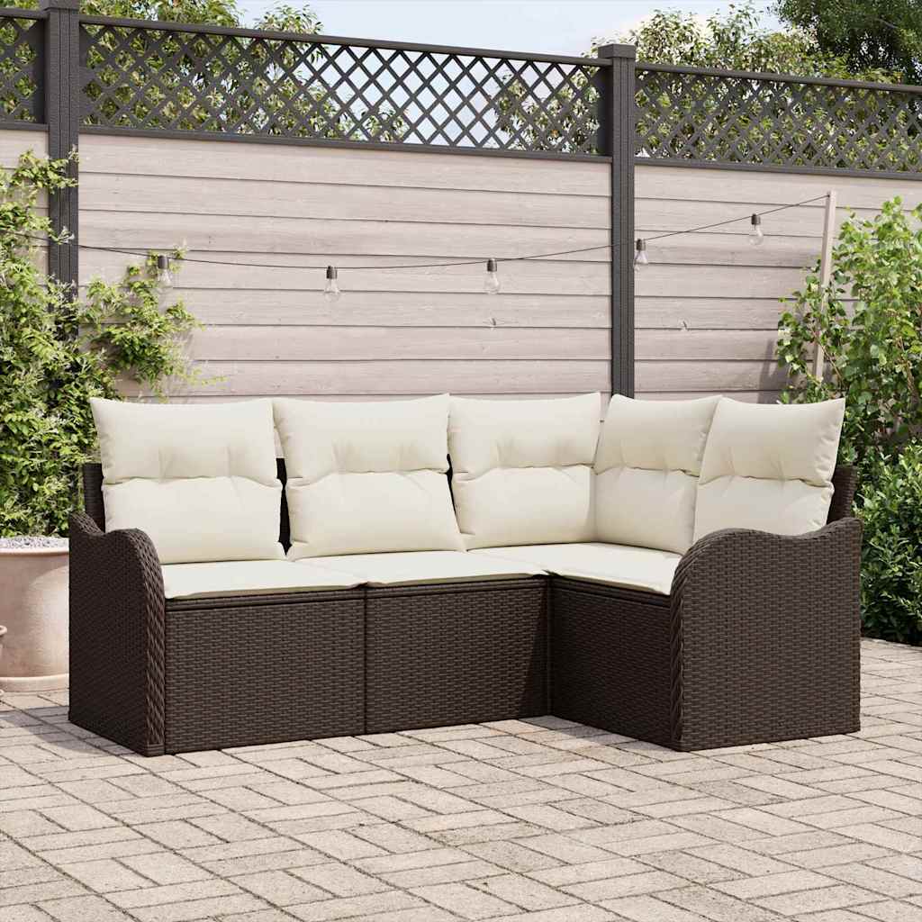 vidaXL Garden Bench Set 4 pcs Black poly rattan