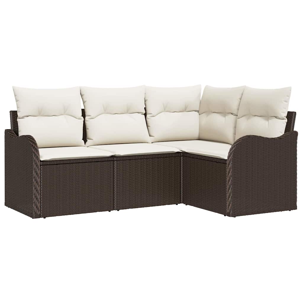 vidaXL Garden Bench Set 4 pcs Black poly rattan