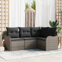 vidaXL Garden Bench Set 4 pcs Black poly rattan