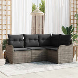 vidaXL Garden Bench Set 4 pcs Black poly rattan