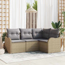 vidaXL Garden Bench Set 4 pcs Black poly rattan