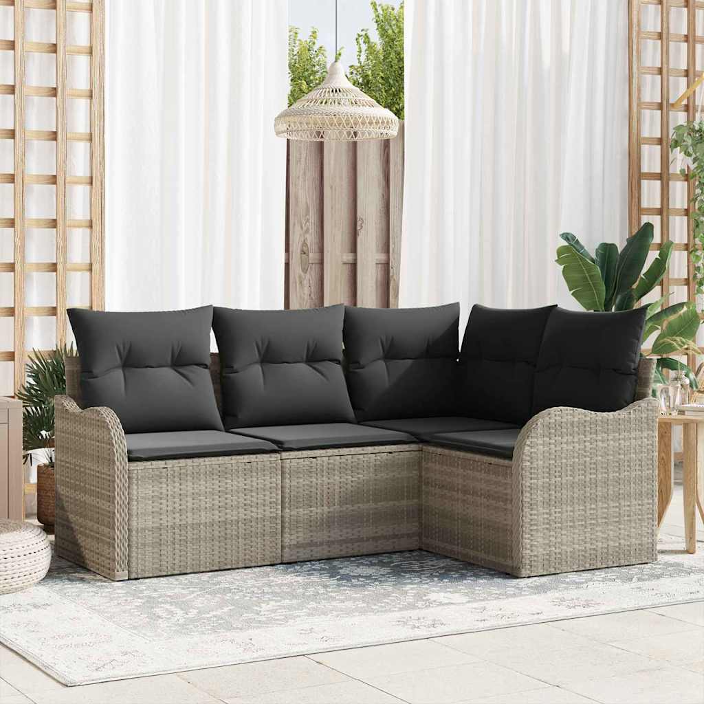 vidaXL Garden Bench Set 4 pcs Black poly rattan