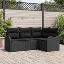 vidaXL Garden Bench Set 4 pcs Black poly rattan