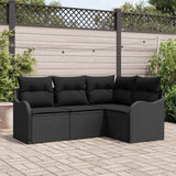 vidaXL Garden Bench Set 4 pcs Black poly rattan
