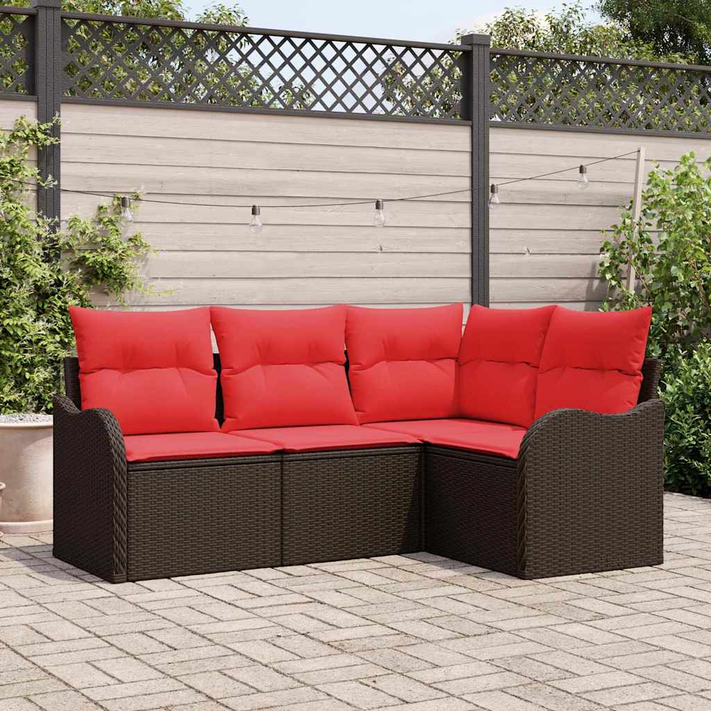 vidaXL Garden Bench Set 4 pcs Brown poly rattan
