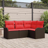 vidaXL Garden Bench Set 4 pcs Brown poly rattan