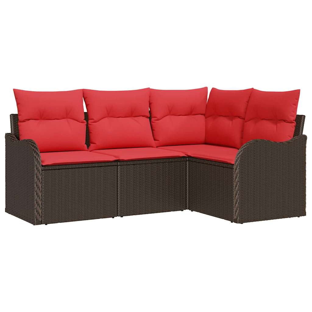 vidaXL Garden Bench Set 4 pcs Brown poly rattan