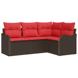 vidaXL Garden Bench Set 4 pcs Brown poly rattan