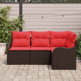 vidaXL Garden Bench Set 4 pcs Brown poly rattan