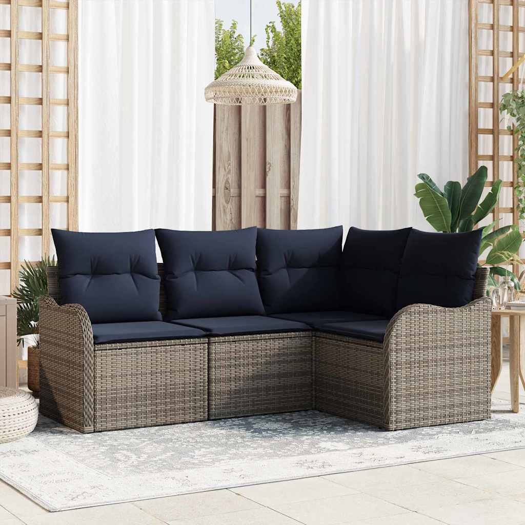 vidaXL Garden Bench Set 4 pcs Brown poly rattan