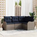 vidaXL Garden Bench Set 4 pcs Brown poly rattan