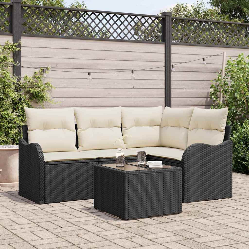 vidaXL Garden Bench Set 4 pcs Black poly rattan