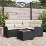 vidaXL Garden Bench Set 4 pcs Black poly rattan