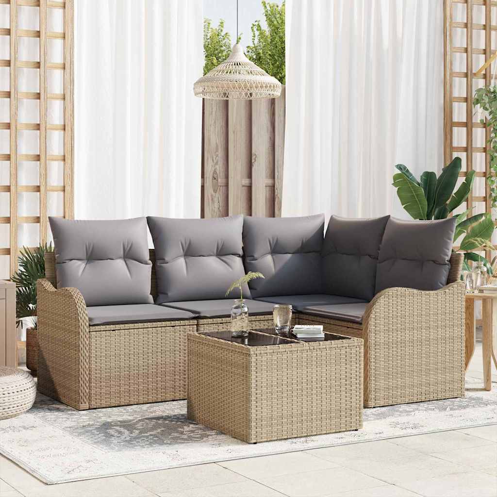 vidaXL Garden Bench Set 4 pcs Black poly rattan