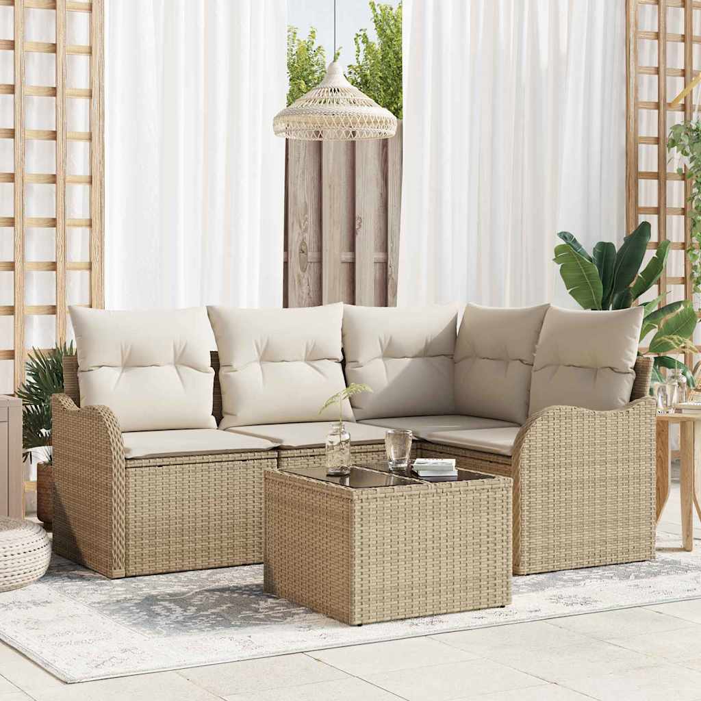 vidaXL Garden Bench Set 4 pcs Black poly rattan