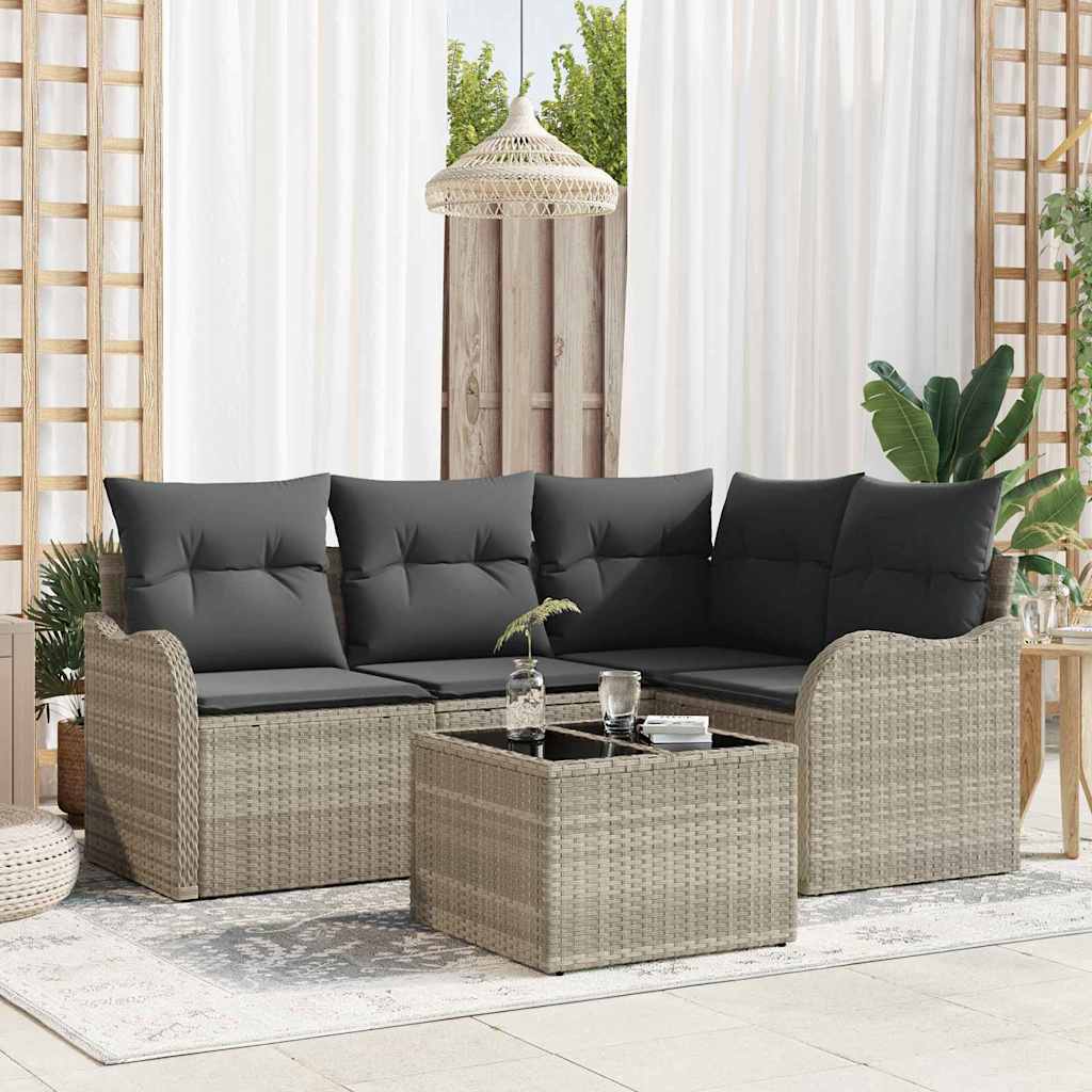 vidaXL Garden Bench Set 4 pcs Black poly rattan