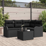 vidaXL Garden Bench Set 4 pcs Black poly rattan