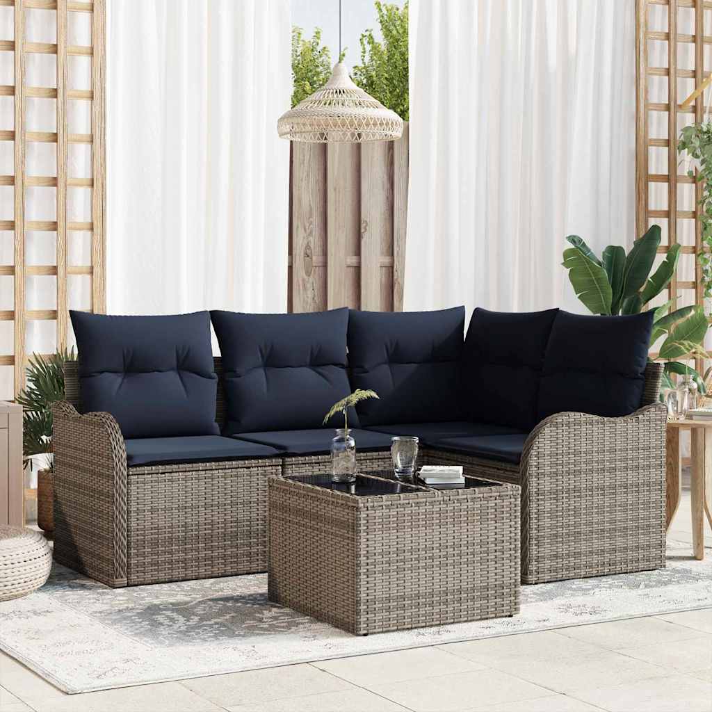 vidaXL Garden Bench Set 4 pcs Brown poly rattan