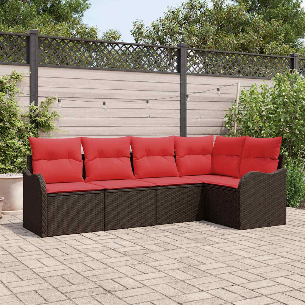 vidaXL Tuinbank Set 5 pcs Bruin poly rattan