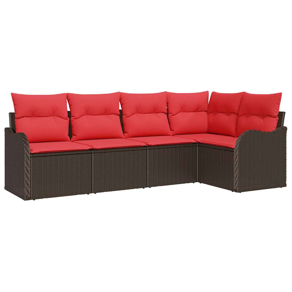 vidaXL Tuinbank Set 5 pcs Bruin poly rattan