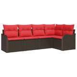 vidaXL Tuinbank Set 5 pcs Bruin poly rattan