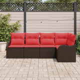 vidaXL Tuinbank Set 5 pcs Bruin poly rattan
