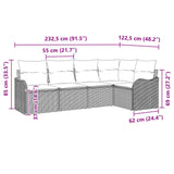 vidaXL Tuinbank Set 5 pcs Bruin poly rattan