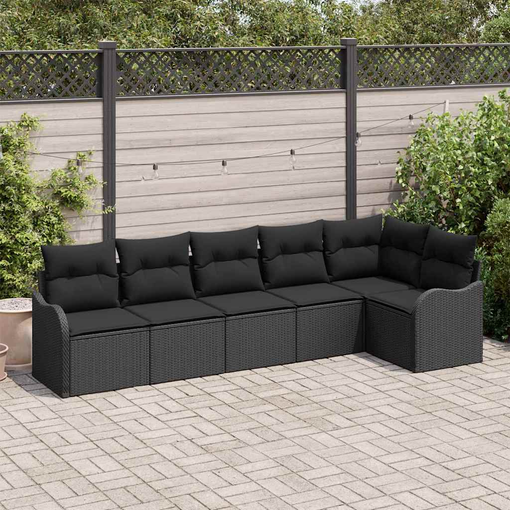 vidaXL Tuinbank Set Zwart poly rattan