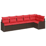 vidaXL Tuinbank Set 6 pcs Bruin poly rattan