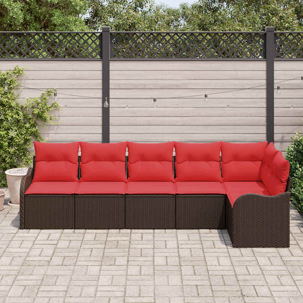 vidaXL Tuinbank Set 6 pcs Bruin poly rattan