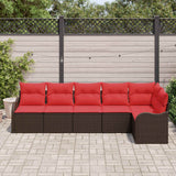 vidaXL Tuinbank Set 6 pcs Bruin poly rattan