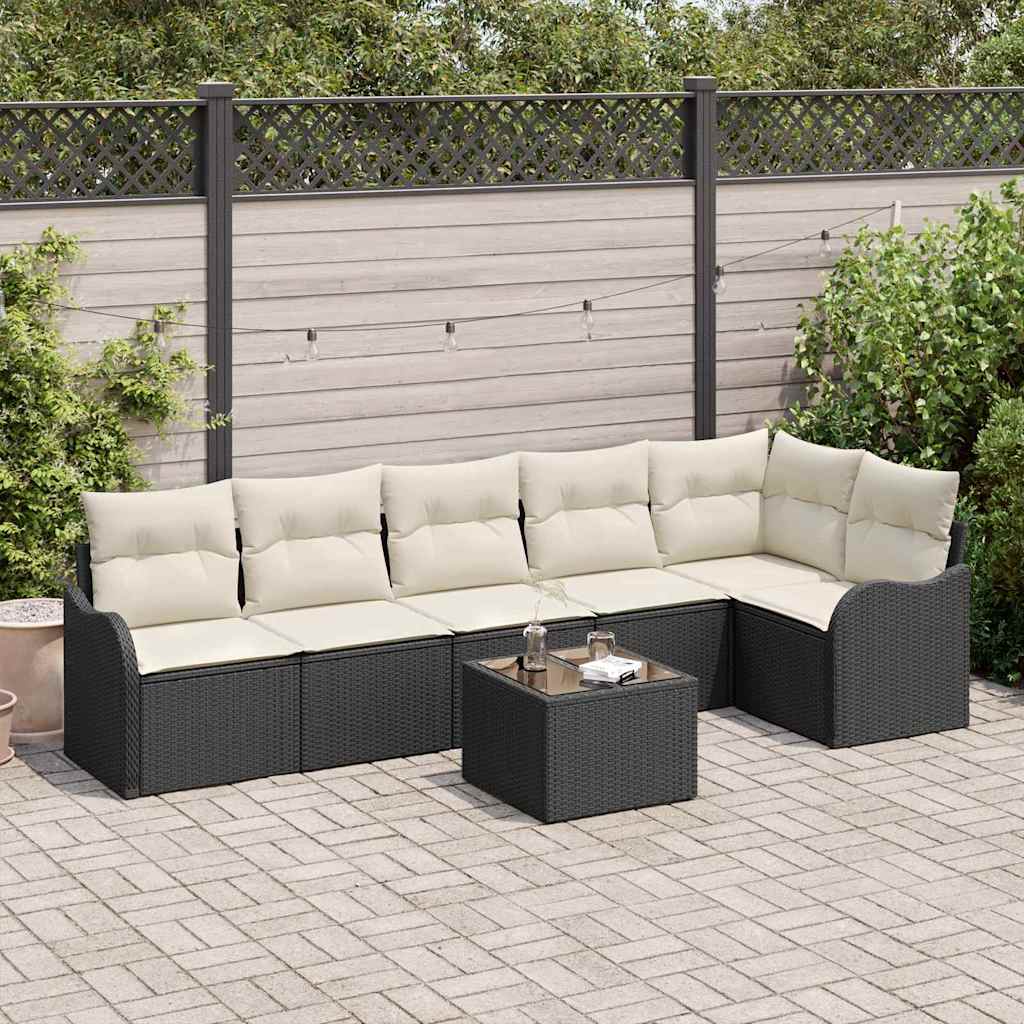 vidaXL Tuinbank Set Zwart poly rattan
