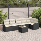 vidaXL Tuinbank Set Zwart poly rattan