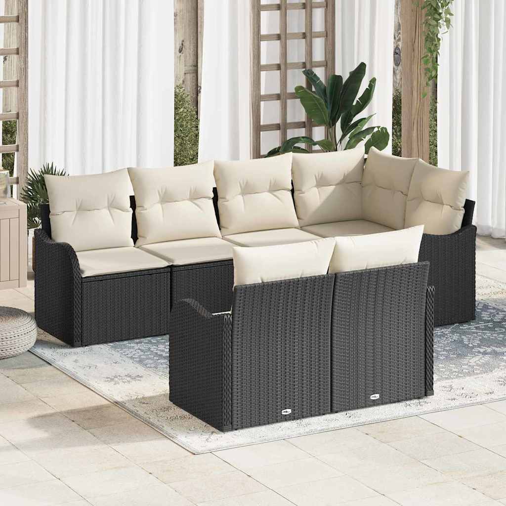 vidaXL Garden Bench Set Black poly rattan