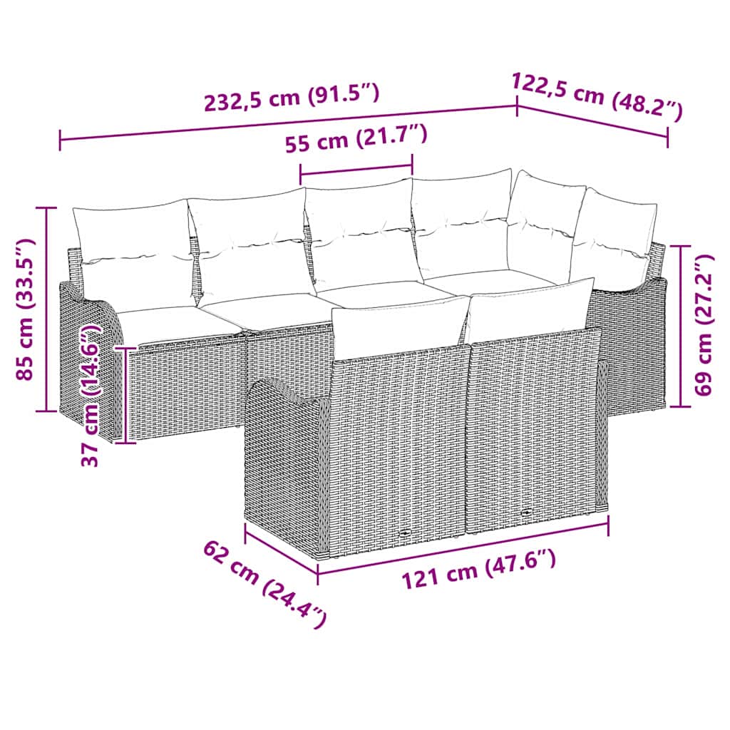 vidaXL Garden Bench Set Black poly rattan
