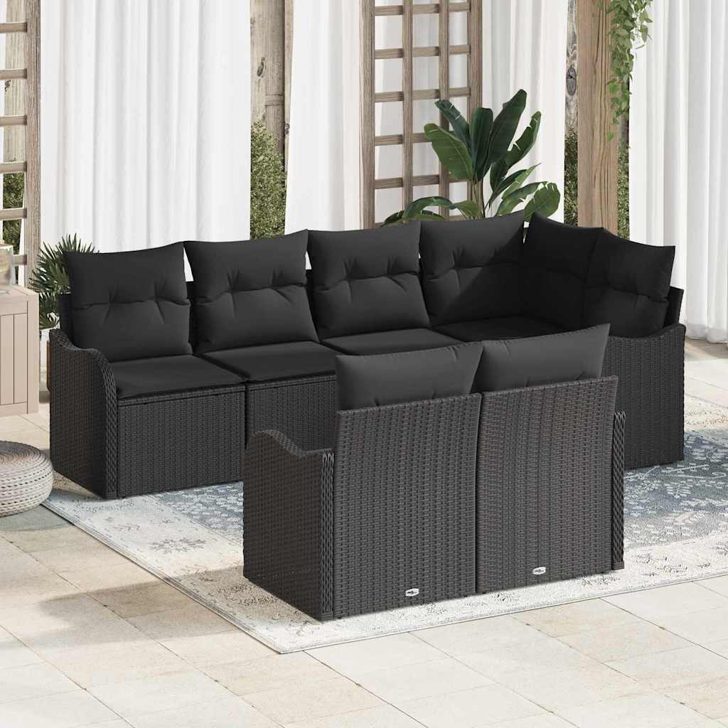 vidaXL Garden Bench Set Black poly rattan