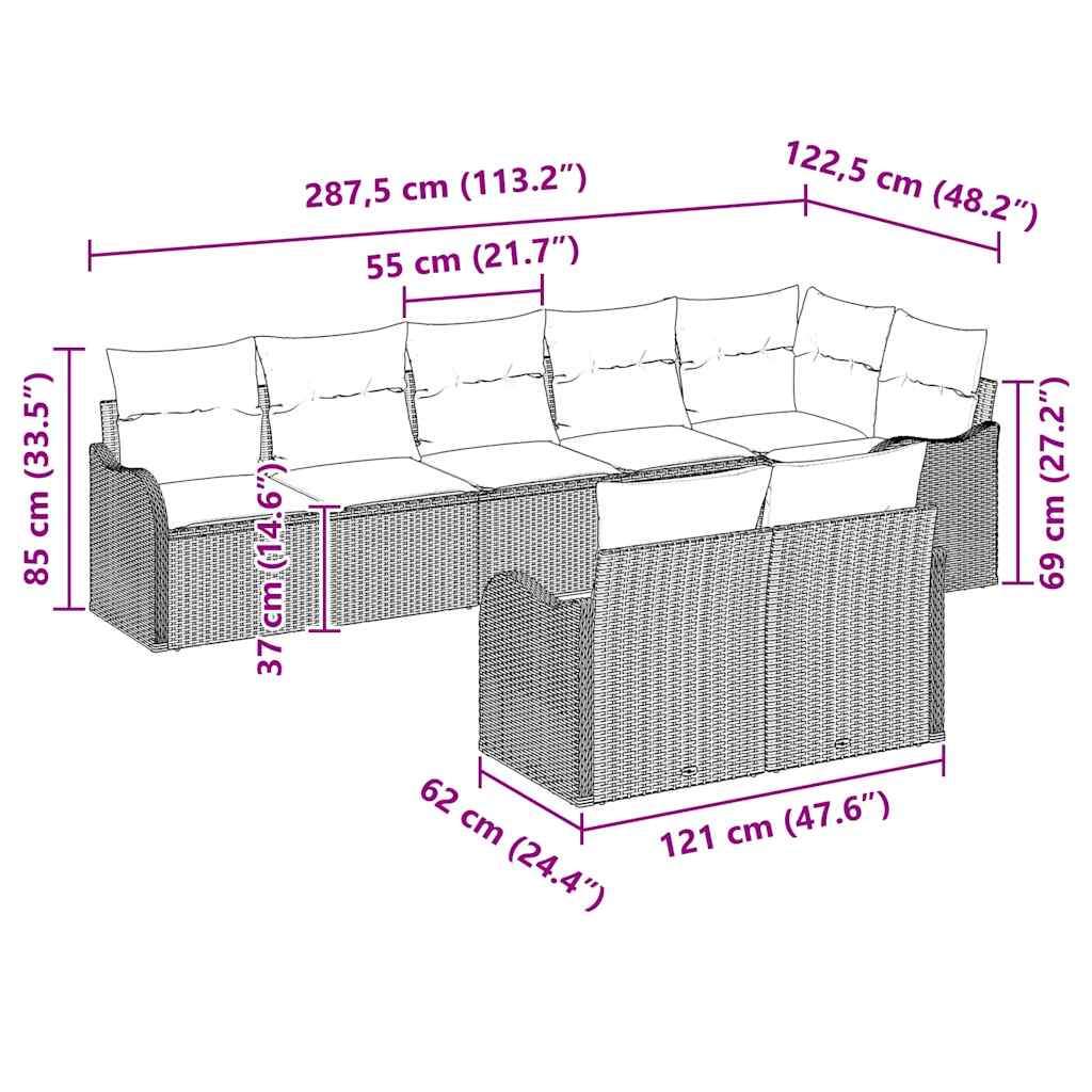 vidaXL Garden Sofa Set 8 Pieces Black Poly Rattan