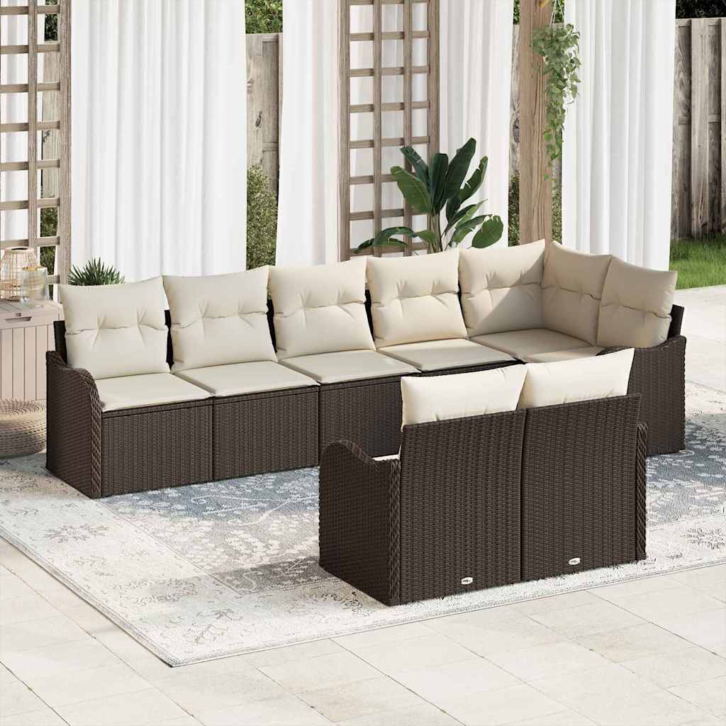 vidaXL Garden Sofa Set 8 Pieces Black Poly Rattan