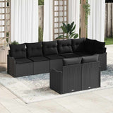 vidaXL Garden Sofa Set 8 Pieces Black Poly Rattan