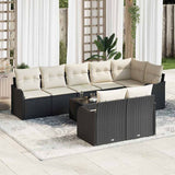 vidaXL Garden Sofa Set 8 Pieces Black Poly Rattan