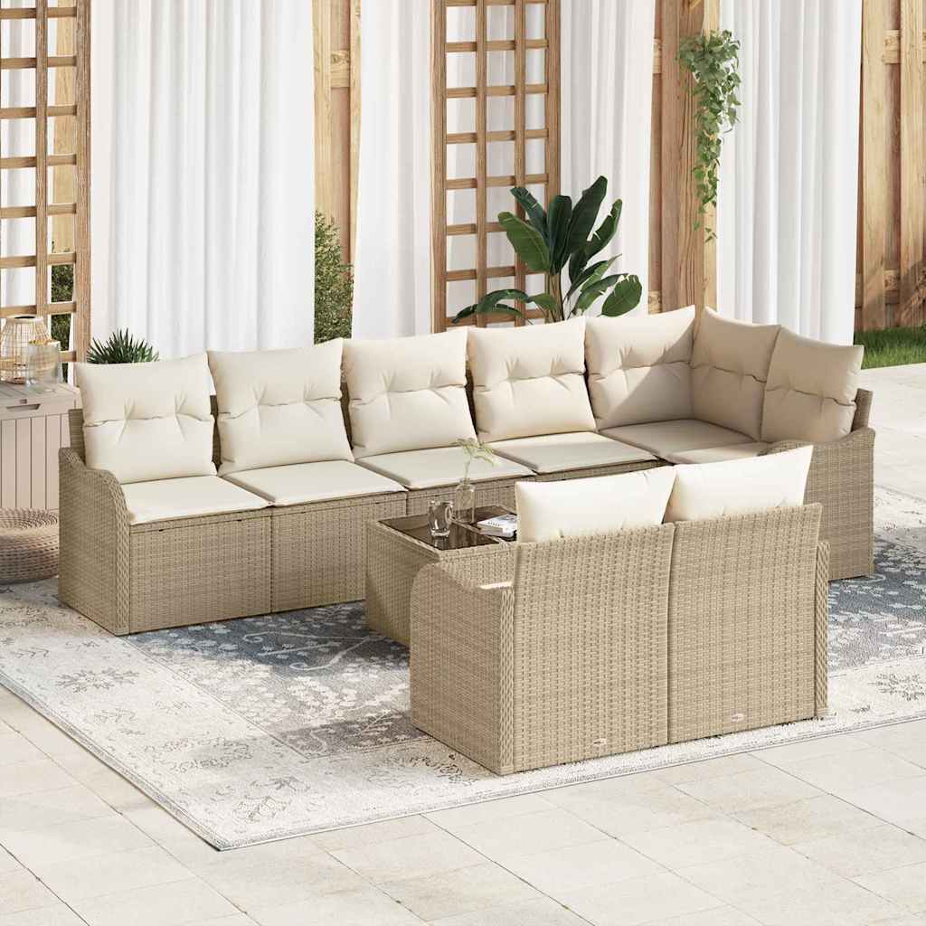 vidaXL Garden Sofa Set 8 Pieces Black Poly Rattan