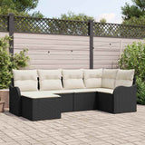 vidaXL Tuinbank Set 6 pcs Zwart poly rattan