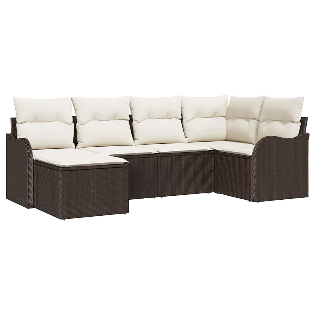 vidaXL Tuinbank Set 6 pcs Zwart poly rattan