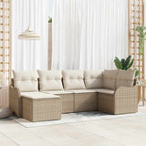 vidaXL Tuinbank Set 6 pcs Zwart poly rattan