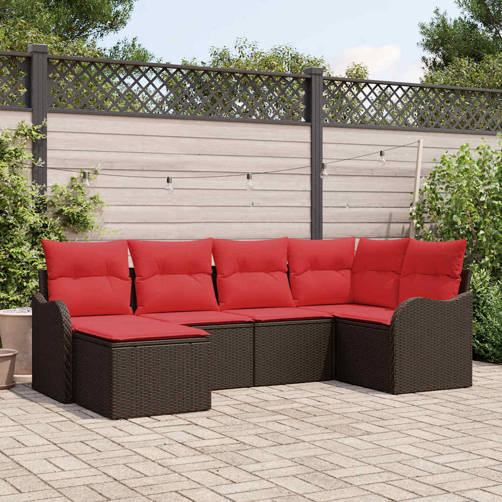 vidaXL Tuinbank Set 6 pcs Bruin poly rattan