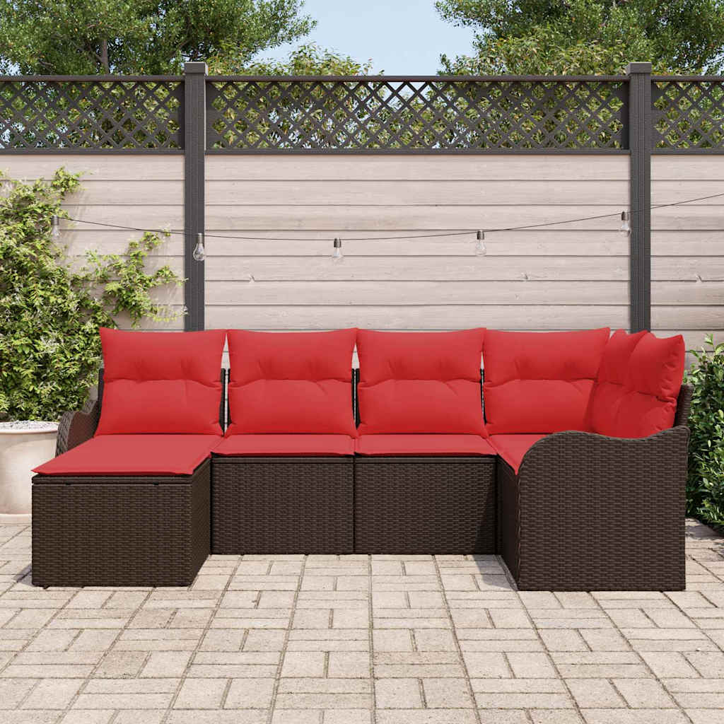 vidaXL Tuinbank Set 6 pcs Bruin poly rattan
