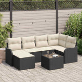 vidaXL Tuinbank Set 6 pcs Zwart poly rattan